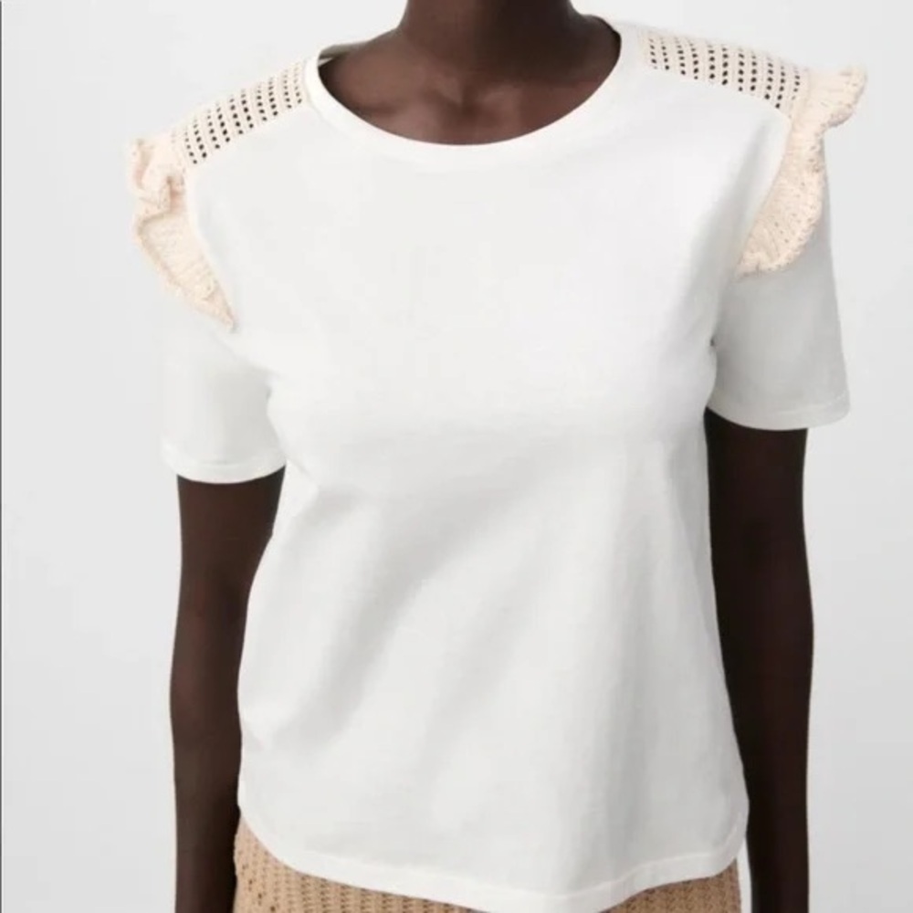 Zara Contrast Women's Short Sleeve Top Small
